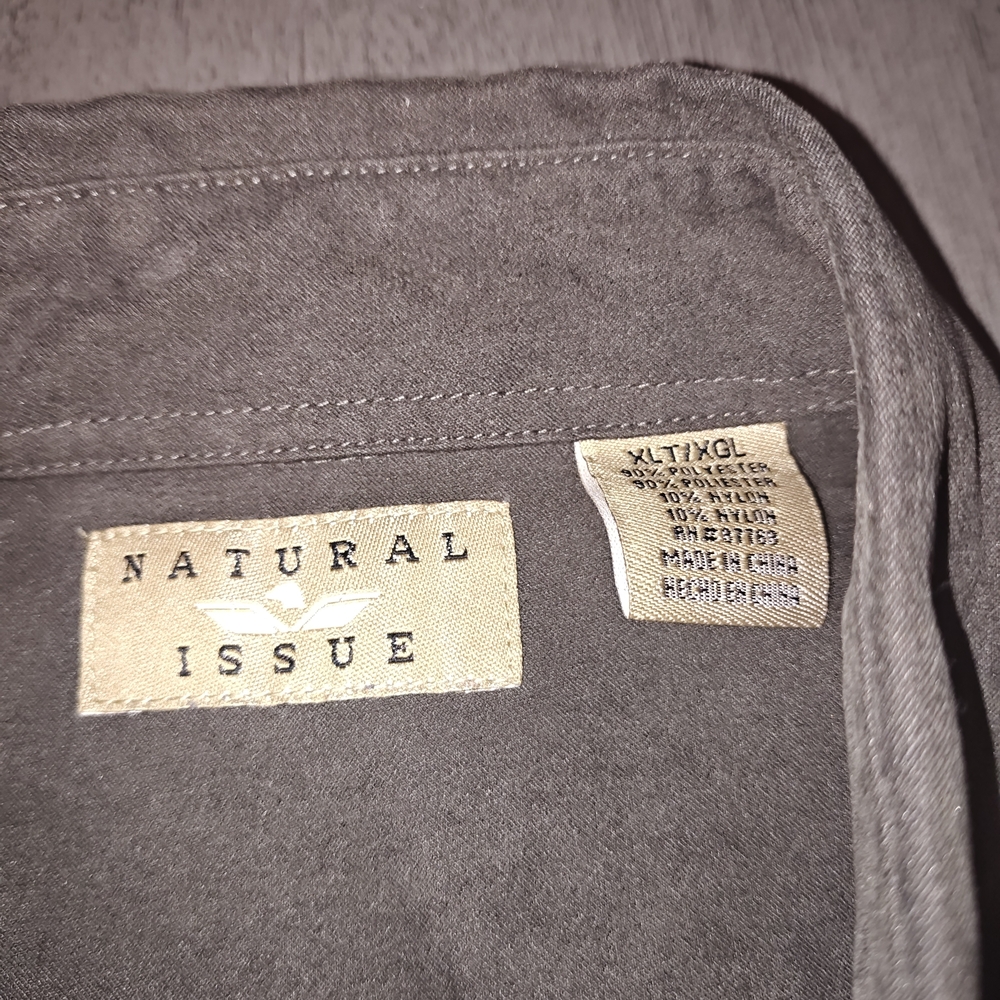 Natural Issue Shirt Button Up Mens XLT/XGL Dark Olive Green Long Sleeve - Picture 2 of 6